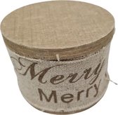 Textiel decoratie lint Merry Christmas - kerst lint - Bruin - Textiel - 1 Stk