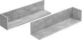 Wandplank - Set van 2 wandplanken - Spaanplaat - Afmeting (LxBxH) 75 x 16,5 x 16,5 cm - Kleur beton kleurig