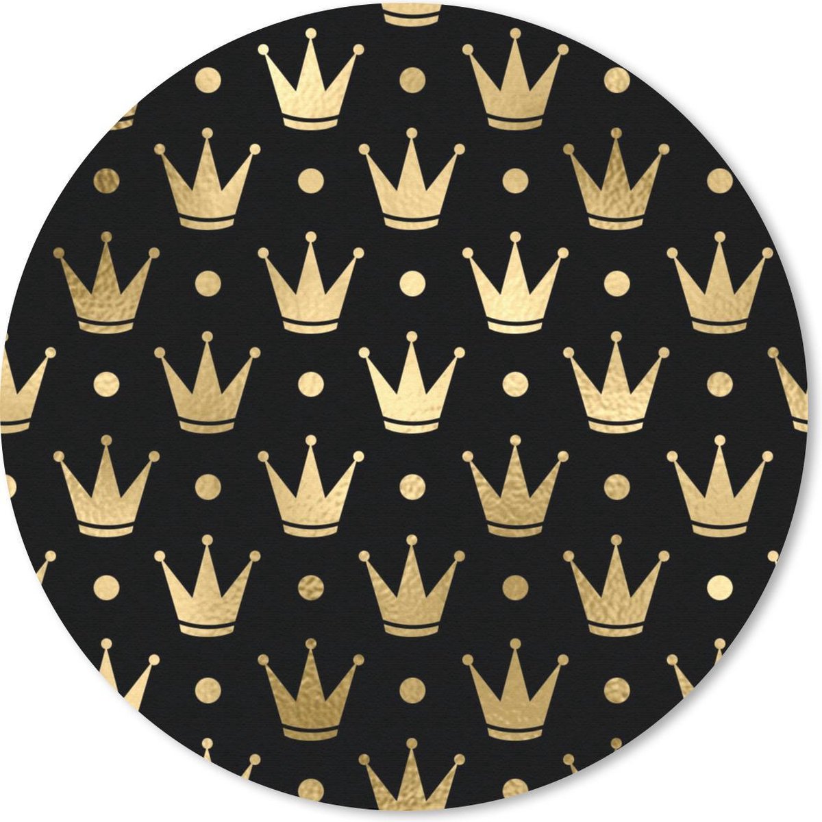 Muismat rond 20x20 cm - Mousepad Patronen - Kroon - Goud - Ronde muismatten