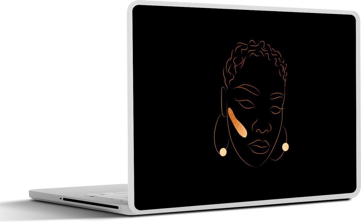 Laptop sticker - 11.6 inch - Vrouw - Goud - Line art - 30x21cm - Laptopstickers - Laptop skin - Cover