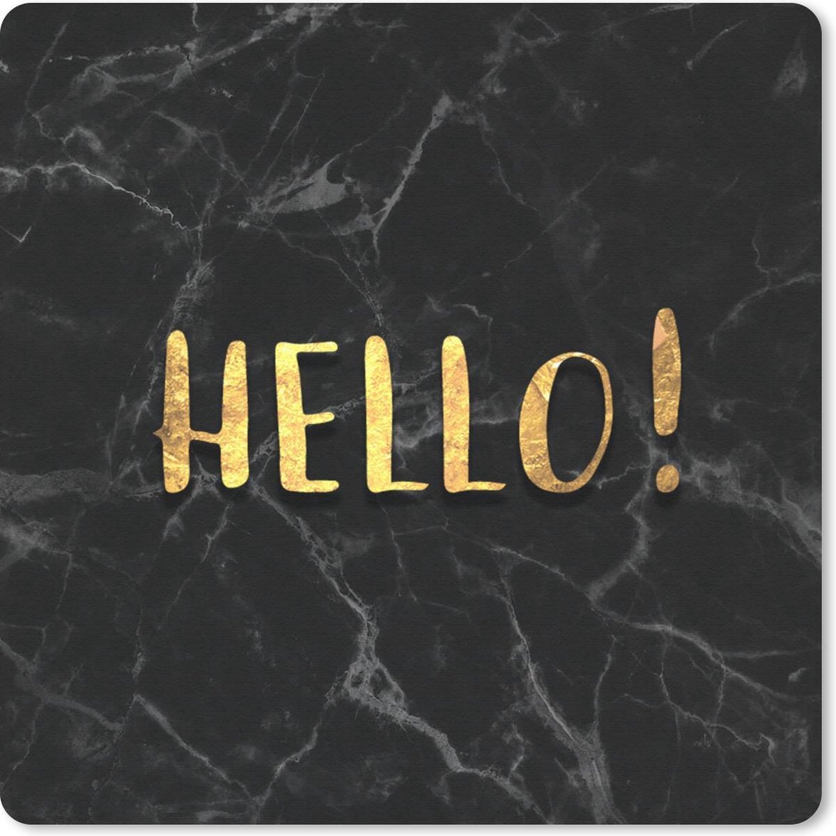 Muismat 20x20 cm - Mousepad Quote - Hallo - Goud - Marmer print - Muismatten