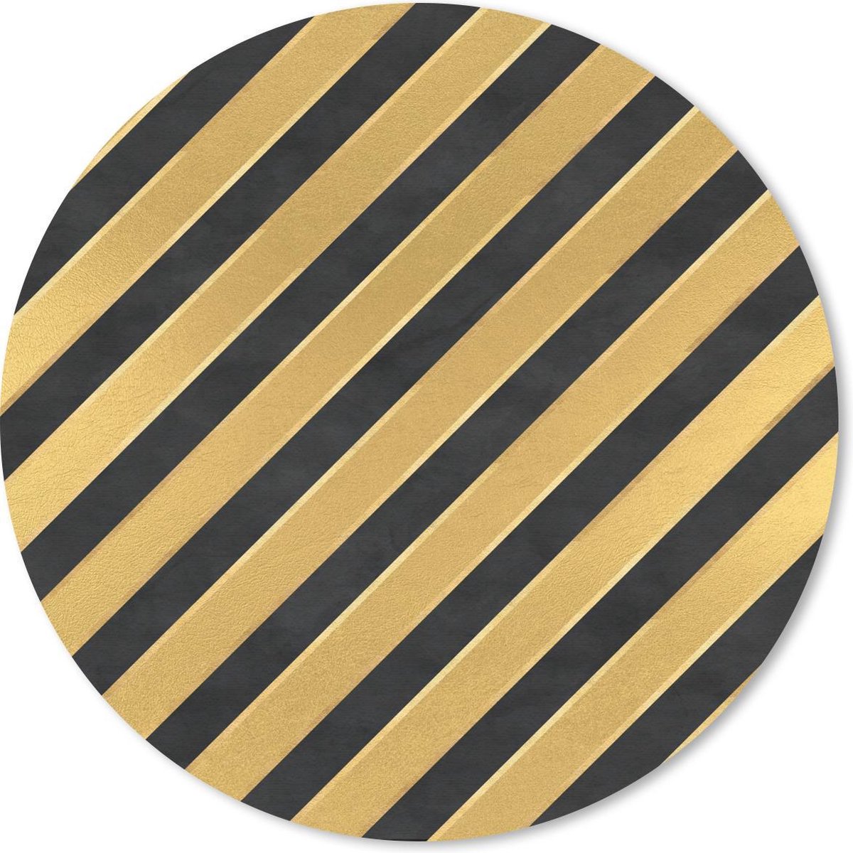 Muismat rond 30x30 cm - Mousepad Patronen - Strepen - Goud - Zwart - Ronde muismatten
