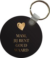 Sleutelhanger rond - Key chain mama - Plastic sleutelhangers - Uitdeelcadeautjes - Cadeautje goud hart