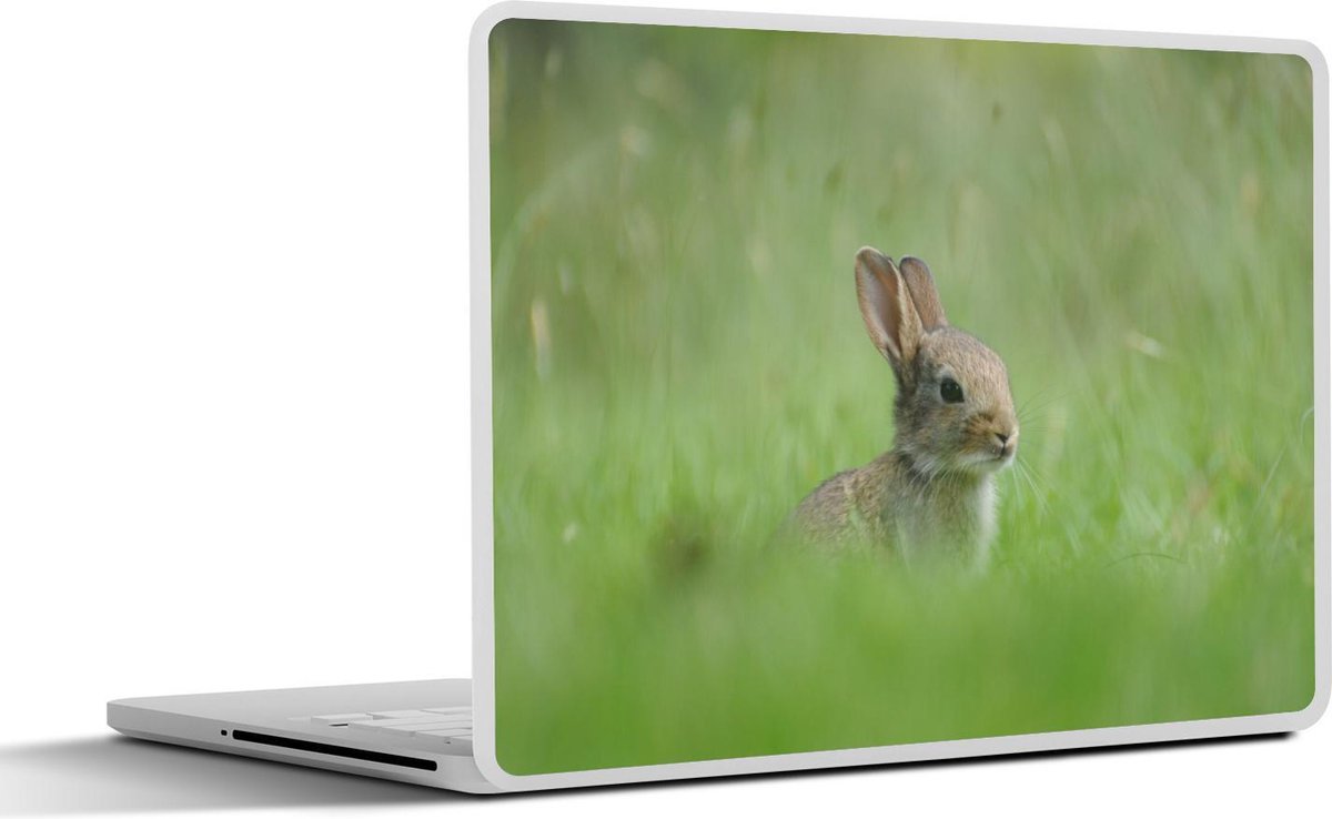 Afbeelding van product SleevesAndCases  Laptop sticker - 14 inch - Konijn - Gras - Wild