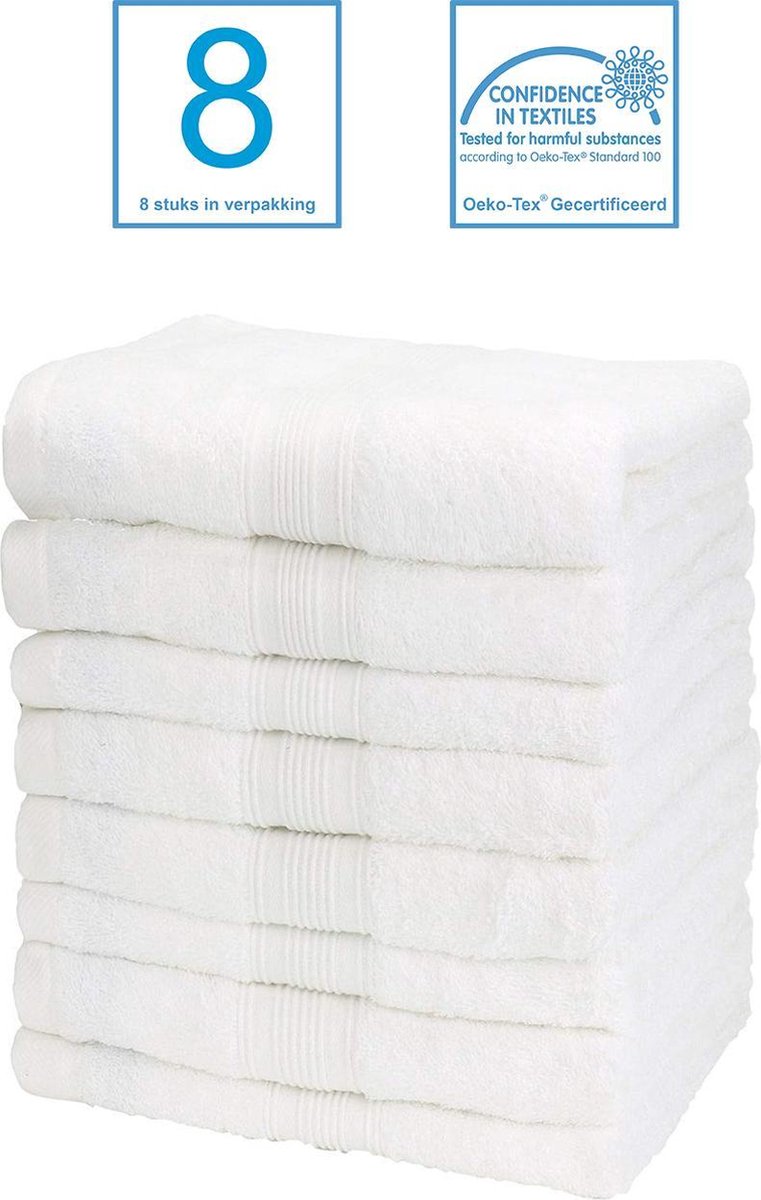 Anno 1588 - Hotel Handdoeken - 100% Katoen - 550gr/m2 - 50x100cm - Wit - 8 stuks