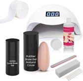 Easy Nails Rubber Base Gellak Starterspakket – Set voor Gelnagels – Natural-Cover – Rubber Base Gel – Inclusief Nagellamp (LED)