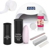 Easy Nails Rubber Base Gellak Starterspakket – Set voor Gelnagels – Candy Pink – Rubber Base Gel – Inclusief Nagellamp (LED)