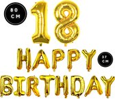 Verjaardag Versiering - 18e Verjaardag - Happy Birthday - Goud - Happy Birthday Slinger - Ballonnen Verjaardag - Verjaardag Decoratie - Fienosa