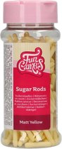 FunCakes Suikerstaafjes - Metallic Sugar Rods - Mat Geel - 70g - Eetbare Taartdecoratie
