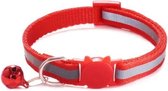 Kattenbandje met bel | Kattenhalsband| Veiligheidssluiting| Reflecterend| Verstelbaar| 17 kleuren| Rood