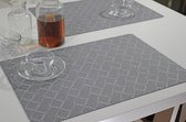 Hoogwaardige Stijlvolle Placemat - Jacquard Geweven anti-slip onderlaag - Soepel - Duurzaam - Set van 12 - 33 cm x 45 cm - Ibor Antraciet