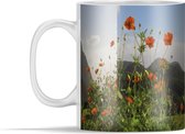 Mok - rode bloemen en de Pitons - 350 ml - Beker