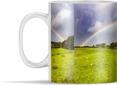 Mok - Een dubbele regenboog boven een moerassig veld - 350 ml - Beker