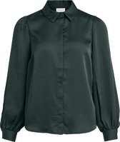 VILA VIELLETTE SATIN L/S SHIRT NOOS DARKEST SPRUCE Dames Blouse - Maat 40