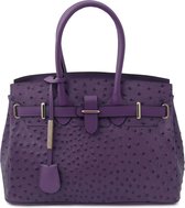 TL Bag - Leren handtas met struisvogelprint (TL142120) - Paars