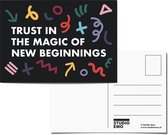 Magic of new beginnings - Ansichtkaart motiverende tekst - Nieuw begin kaart - A6 Positieve Motivatie Print - Postcard/card