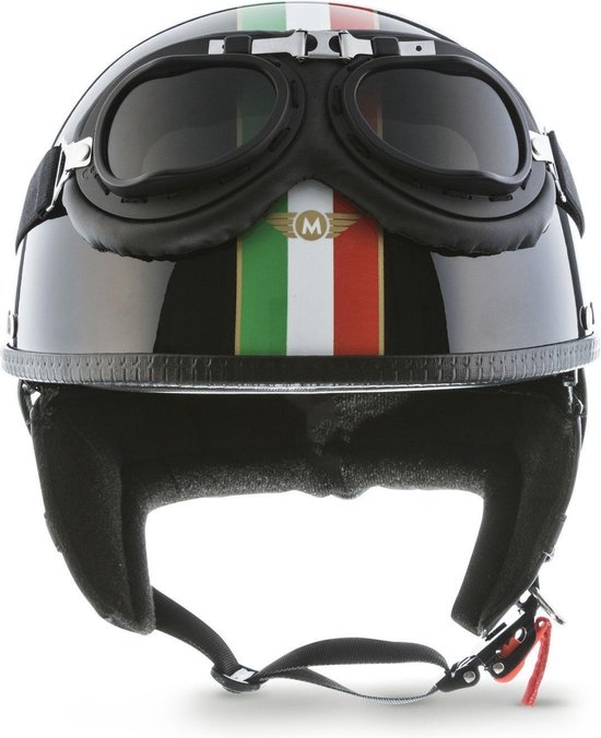MOTO D23 braincap, Italy Zwart, halve pothelm voor Vespa scooter en motor, XL,... | bol.com