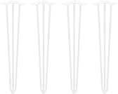 Emuca Set met vier tafelpoten Hairpin met 3 stangen, hoogte 710 mm, witgelakt