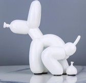 BaykaDecor - Uniek Beeldje Ballonhond Die Poept - Badkamer Decoratie - Pop Art - Jeff Koons parodie - Balloon Dog - Wit - 22 cm