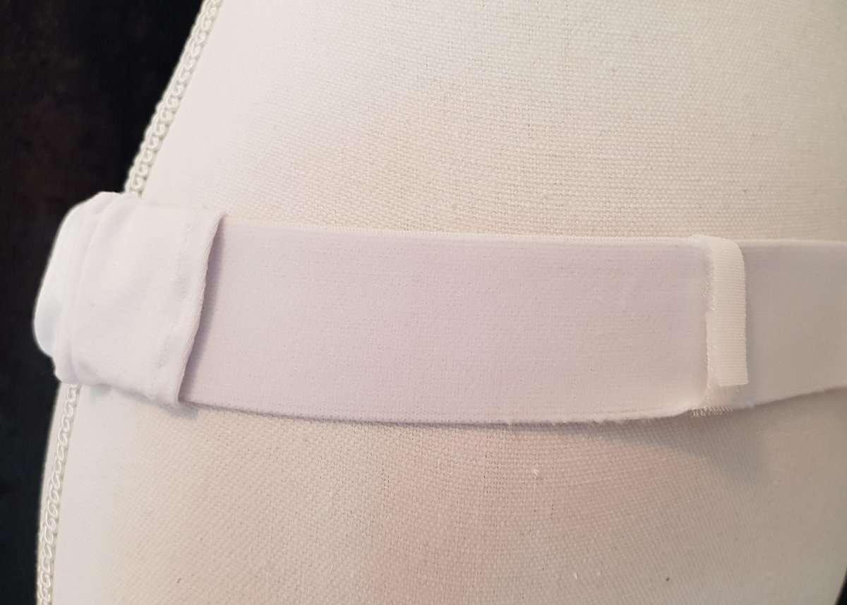 Goedkoopste PD-band voor peritoneale dialyse (nierdialyse), maat XS, in wit huidvriendelijk (zacht) elastiek voor het opbergen van de katheter en het opbergen van het koppelstuk