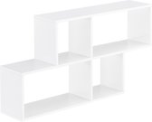 Wandplank - Met 4 vakken - Spaanplaat - Afmeting (LxBxH) 100 x 19,5 x 53 cm - Kleur wit