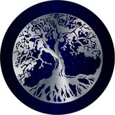 Celtic Tree - Wandcirkel Aluminium -  Levensboom - rond 90cm - Zwart - Blauw - Zilver - Pagan - Heidens - Keltisch - Magisch - Muurcirkel - Wanddeco - Dibond