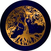 Celtic Tree - Wandcirkel Aluminium -  Levensboom - rond 30cm - Zwart - Blauw - Goud - Pagan - Heidens - Keltisch - Magisch - Muurcirkel - Wanddeco - Dibond