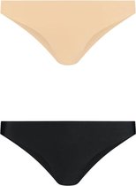 Bye Bra Onzichtbare Bikini In Braziliaanse Stijl, Hoge Taille, Naadloze Bikini, Niet Aan Te Raken, Geen Slipjeslijn, Gladde Randen, 2 Kleurenpak, Beige En Zwart, XL