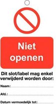 Niet openen waarschuwingslabel 50 x 100mm