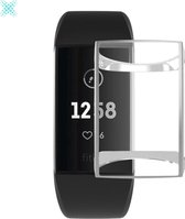MY PROTECT® Fitbit Charge 3/4 Hoesje - Full Cover Screen Protector Cover Case Bumper Hoes - Transparant/Zilver