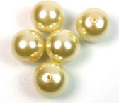 Perles en verre 14mm Crème 5 pièces