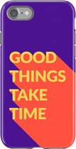 Apple iPhone 8 Telefoonhoesje - Extra Stevig Hoesje - 2 lagen bescherming - Met Quote - Good Things - Paars