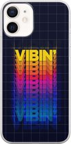 Apple iPhone 12 Hoesje - Transparant Siliconenhoesje - Flexibel - Met Quote - Vibin - Zwart