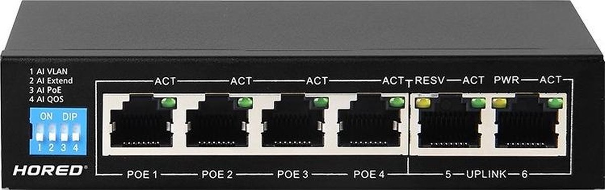 PoE Switch - Power Over Ethernet Switch- 6 Poorten - 10/100 - Beveiliging / IP-Camera's / Alarmsystemen / Routers