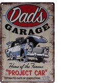 Wandbord – Dad’s Garage – Autogarage - Vintage - Retro -  Wanddecoratie – Reclame bord – Restaurant – Kroeg - Bar – Cafe - Horeca – Metal Sign – 20x30cm
