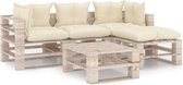 Medina 5-delige Loungeset met kussens pallet grenenhout