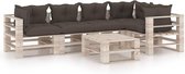 Medina 6-delige Loungeset met kussens pallet grenenhout