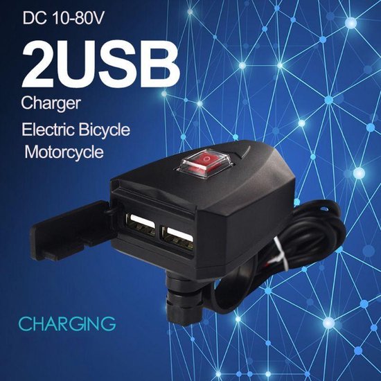 USB adapter voor Fiets - USB-laders fiets - USB oplader voor e-scooter fiets  | bol.com
