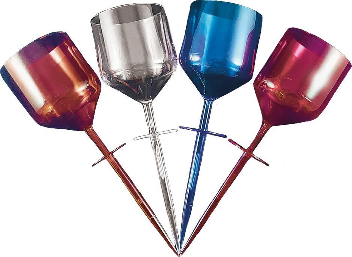 Drijvende wijnglazen - Wijnglazen strand - Wijnglas - Wijnglas plastic - Assorti kleuren - 4 stuks