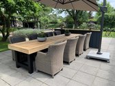 Eiken tuintafel Elegante 200 x 105cm | Massief eikenhout 17cm brede planken met stalen poten | Quattro Design