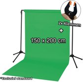 LJP - Green Screen 200x150 cm - Achtergronddoek - Greenscreen - Groen doek - Fotostudio - Opvouwbaar - Inclusief 2 klemmen - Kerstcadeau - Exclusief Statief