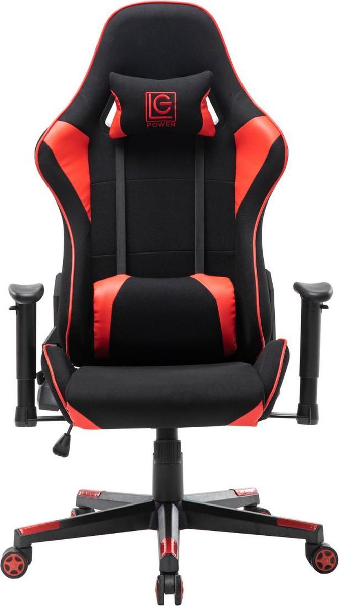 Karroch X4 Gaming Stoel Verstelbare Armleuningen - Hoofd en Heup kussen Stof - Rood