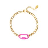 Armband gekleurd slot - Yehwang - Schakelarmband - One size - Goud/Roze
