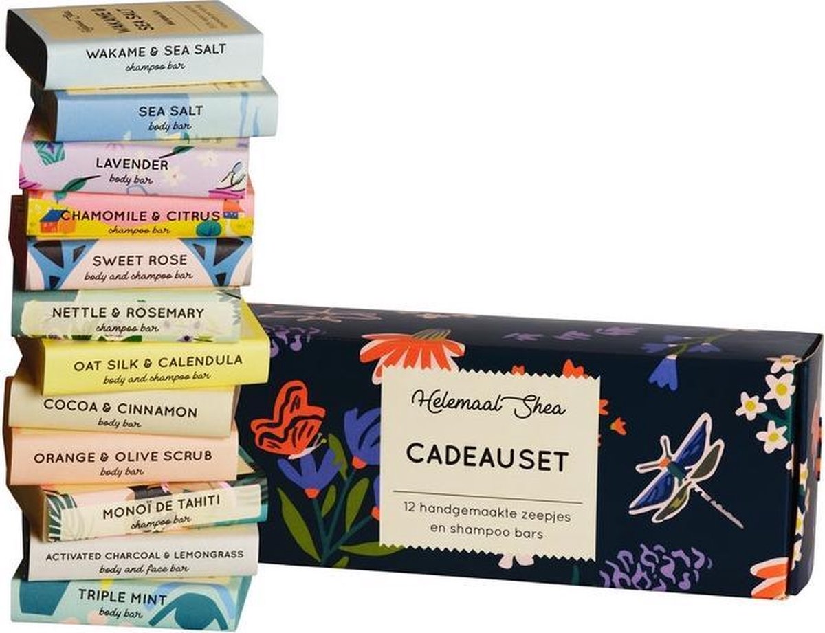 Goedkoopste HelemaalShea - Haar en Lichaam Zeep Bar - Shampoo & Body - Cadeauset 12 kleine zeepjes - Zero Waste