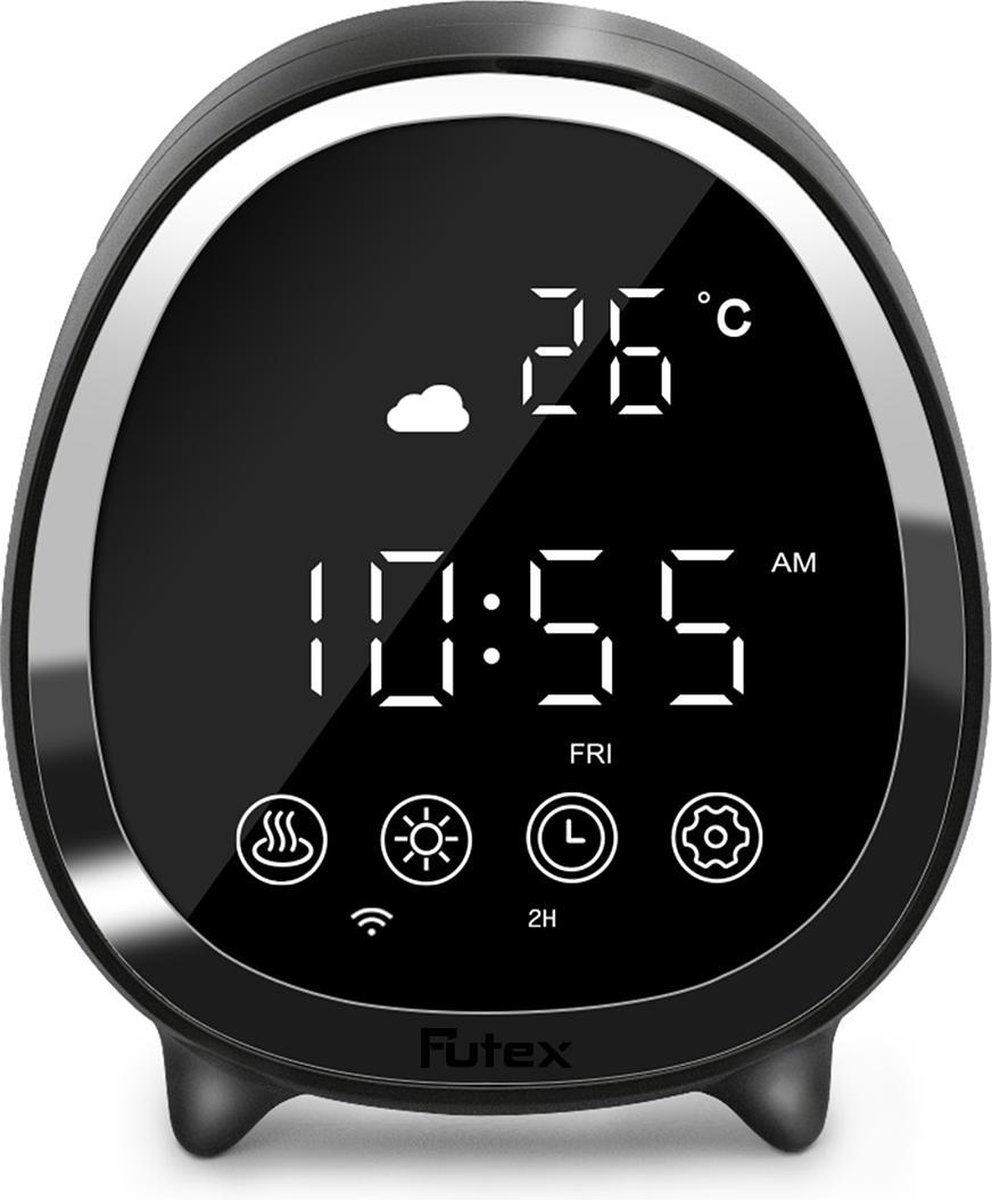 Futex - DN-835 - 8-in-1 aroma diffuser 200 ml - In app bedienbaar - Wekker - Meerdere wekkers - Aromatherapie - Touchscreen - Zwart