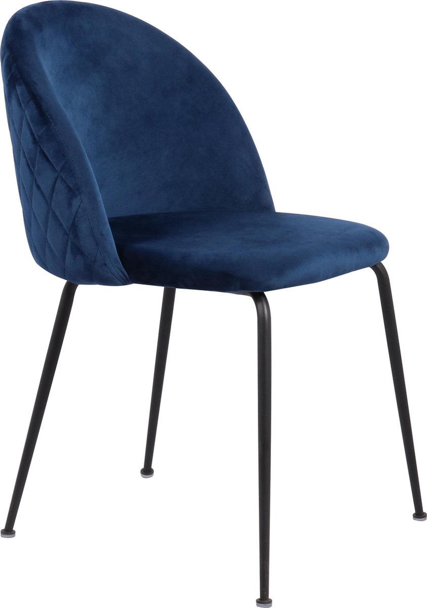 Eetkamerstoel Oslo velvet - Set van 2 -Blauw - Fluweel - Velvet - Eetkamerstoel - Eetkamerstoelen - Woonkamerstoelen