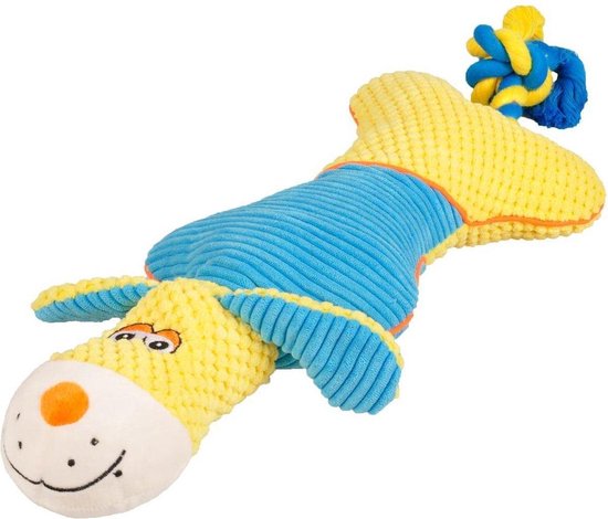 Flamingo-Hondenspeelgoed-Hond-Blauw/geel-39x16x7cm