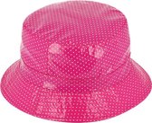 Regenhoedje bucket lak met stippen opvouwbaar kleur roze maat 58 centimeter