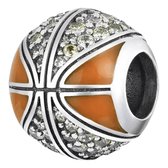 Tracelet - Zilveren bedels - Bedel Basketbal | Met zirkonia | 925 Sterling Zilver - Pandora compatible - Met 925 Zilver Certificaat - In Leuke Cadeauverpakking - Valentijn tip