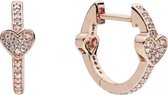Tracelet - Zilveren Oorbellen - Oorbellen Ring met Hartje | Gold color met zirkonia | 925 Sterling Zilver - Direct uit voorraad - Met 925 Zilver Certificaat - In Leuke cadeauverpak